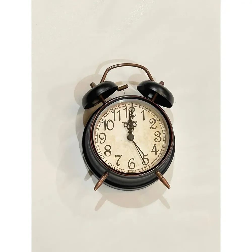 Retro 4.5 inches Battery Operated Twin Bell Loud Alarm Clock (Black with Arabic)